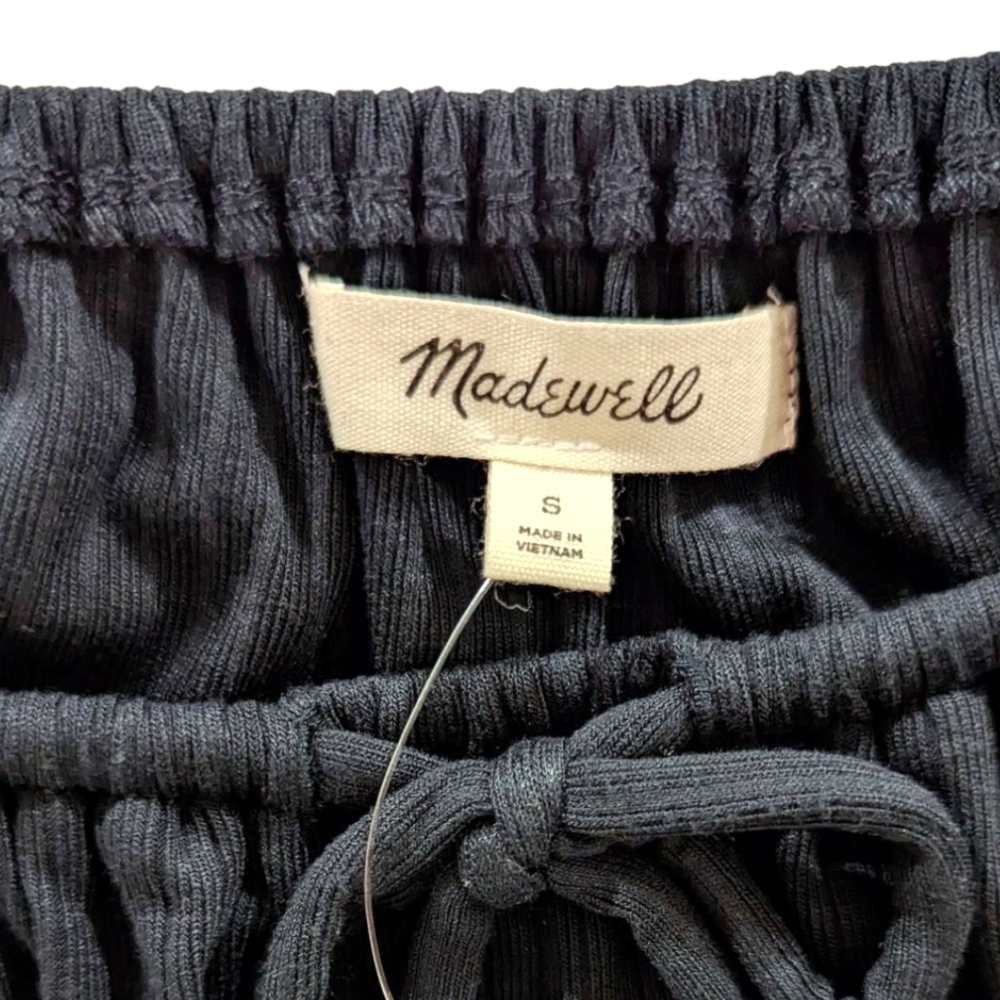 NWT MADEWELL Ribbed Square-Neck Long-Sleeve Top IN BLACK SZ SM - Picture 11 of 16